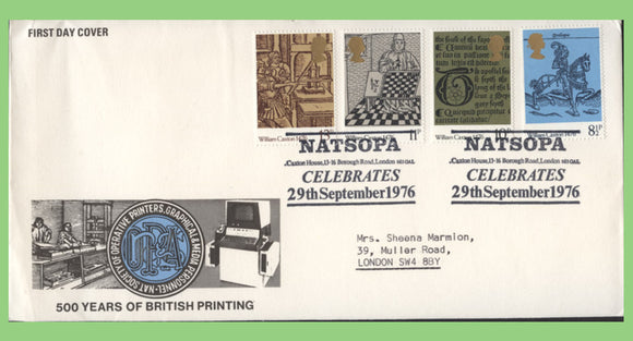 G.B. 1976 William Caxton, NATSOPA official First Day Cover, Caxton House, London SE1
