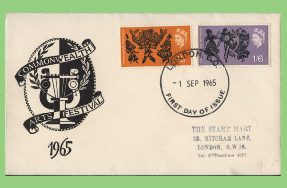 G.B. 1965 Commonwealth Arts Festival phosphor set First Day Cover, London E C