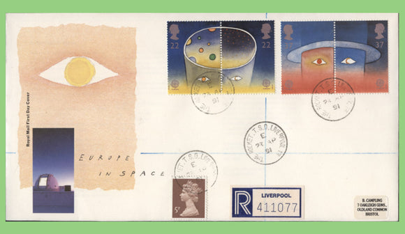 G.B. 1991 Europe in Space set Royal Mail First Day Cover, 'The Rocket' cds