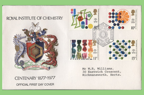 G.B. 1977 Chemistry set on Royal Institute of Chemistry Official First Day Cover, London WC
