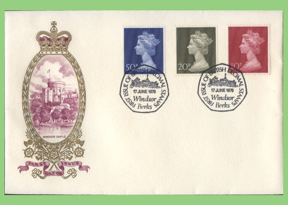 G.B. 1970 Definitives (large format) on Philart u/a First Day Cover, Windsor H/S