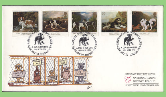 G.B. 1991 Dogs set on National Canine Defence League First Day Cover, London NW1