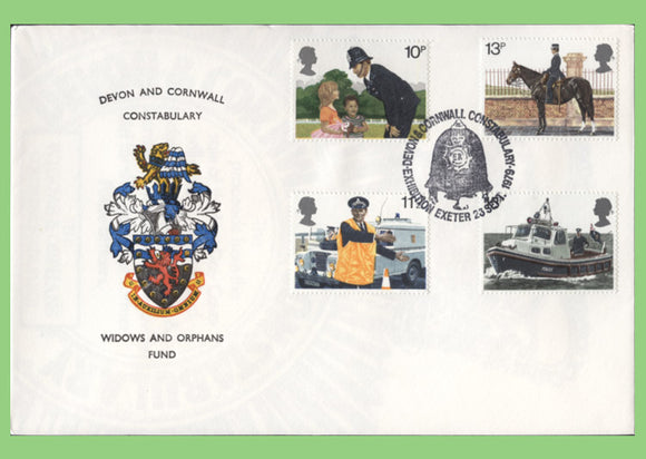 G.B. 1979 Police set on official Devon & Cornwall Const. First Day Cover, Exeter Exhibition