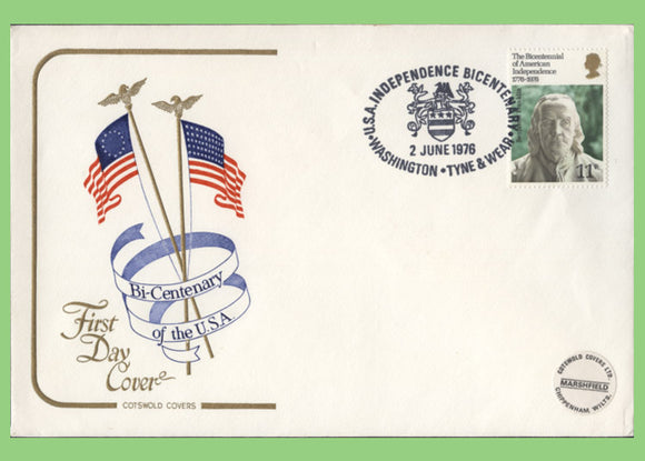 G.B. 1976 American Bicentennial on Cotswold First Day Cover, Washington