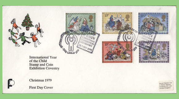 G.B. 1979 Christmas set on official D.F. First Day Cover, IYC Exhibition Coventry