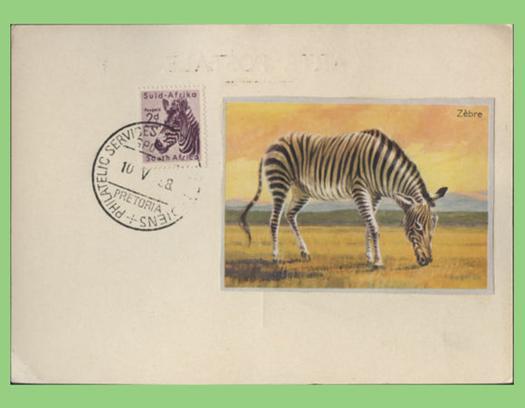 South Africa 1958 2d Zebra on Maximum Card, Pretoria