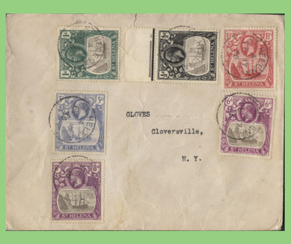 St Helena 1935 KGV six values to 8d on cover to USA