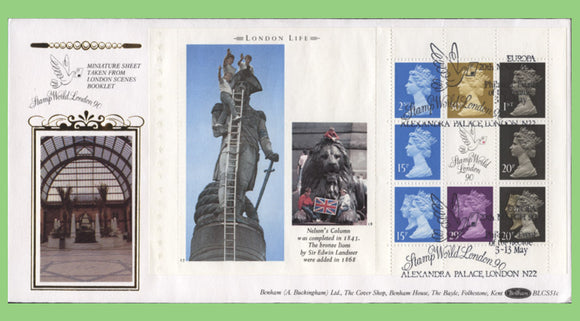 G.B. 1990 London Life se tenant booklet pane on Benham First Day Cover, London N22