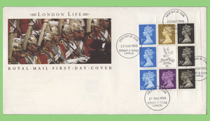 G.B. 1990 London Life se tenant booklet pane on Royal Mail First Day Cover, Burnley