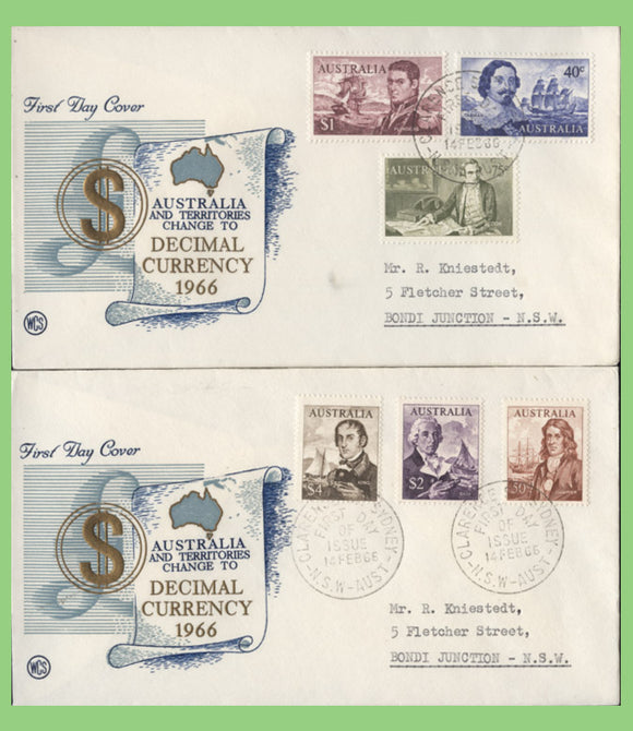 Australia 1966 Decimal Currency definitive Navigators on two First Day Covers