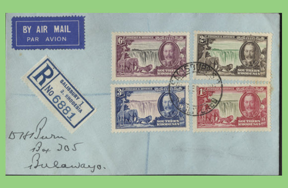 Southern Rhodesia 1937 KGVI Coronation set registered First Day Cover, Salisbury