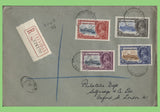 Trinidad & Tobago 1936 KGV  Silver Jubilee set on registered Cover