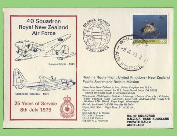 New Zealand 1975 40 Squadron RNZ AF 25 Years Service flown to UK via Iraq
