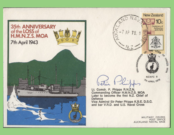 New Zealand 1978 35th Anniversary of the loss of HMNZS Moa, signed cover