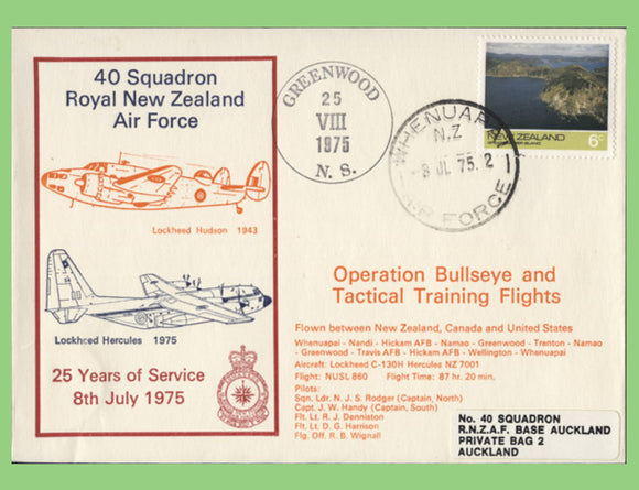 New Zealand 1975 40 Squadron RNZ AF 25 Years, Operation Bullseye flown cover