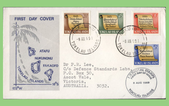 Tokelau 1969 Historical Status of Islands set on First Day Cover