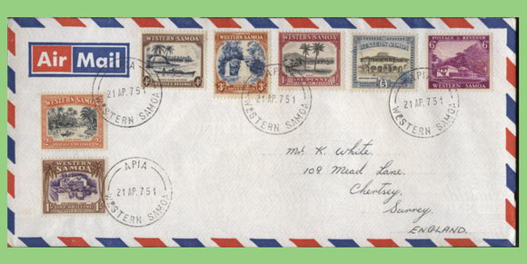 Western Samoa 1975 cover with Earlier Definitives (1930's). airmail late usage cover