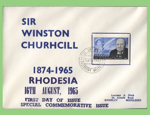 Rhodesia 1965 Sir Winston Churchill on First Day Cover