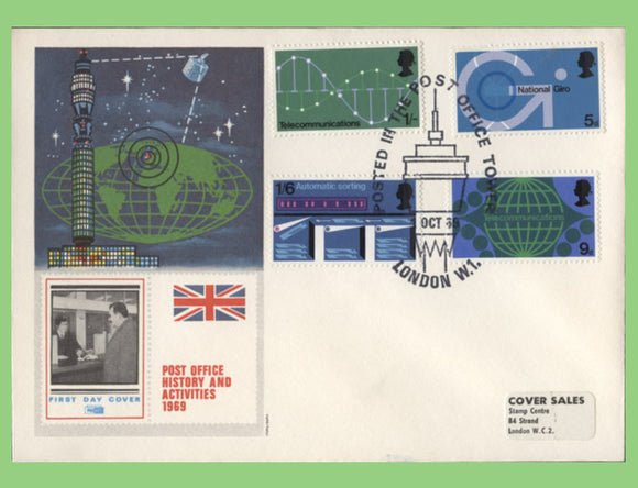 G.B. 1969 Post Office Technology set on Philart First Day Cover, Post Office Tower