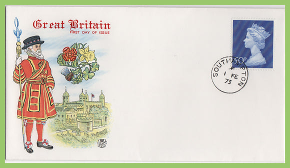 G.B. 1973 50p All over phosphor definitive on Stuart First Day Cover