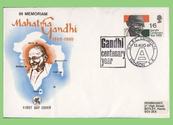 G.B. 1969 Mahatma Gandhi Centenary Wessex First Day Cover, HCRC Exhibition