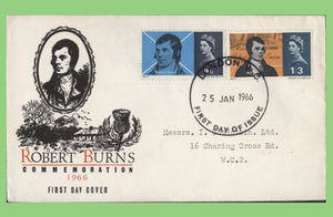 G.B. 1966 Robert Burns set on GPO First Day Cover, London