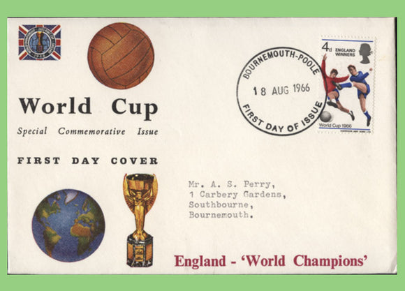 G.B. 1966 Football World Cup Winners on First Day Cover, Bournemouth