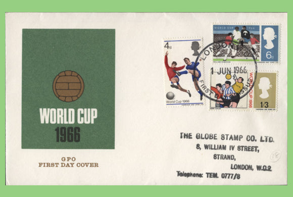 G.B. 1966 World Cup Football phosphor set on GPO First Day Cover, London WC
