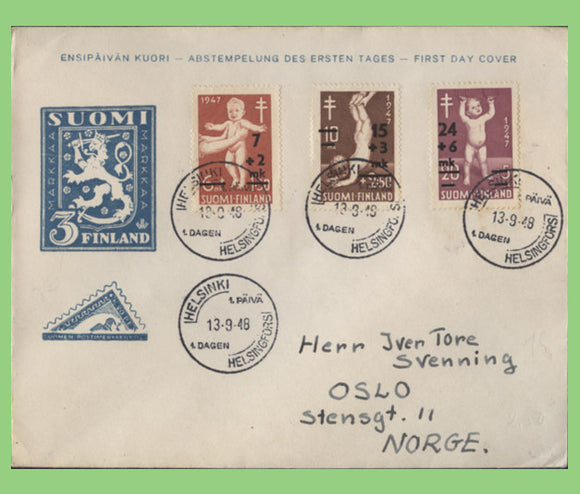 Finland 1948 Charity set on First Day Cover