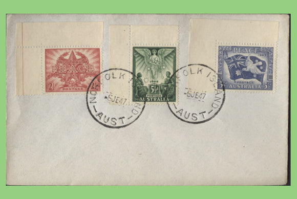 Australia 1947 Peace set on cover with 'Norfolk Island' cancels