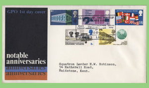 G.B. 1969 Notable Anniversaries set on Post Office First Day Cover, Manchester