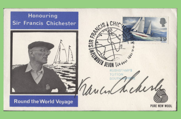 G.B. 1967 Chichester 'Pure New Wool' First Day Cover, Plymouth ( Signed by Francis Chichester)