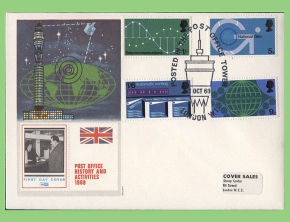 G.B. 1969 Post Office Technology set on Philart First Day Cover, Post Office Tower