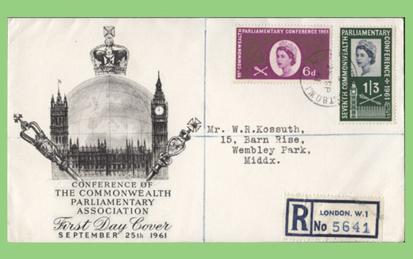 G.B. 1961 Commonwealth Parliamentary Conference set on First Day Cover, London W1