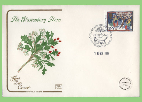 G.B. 1986 Christmas set on Cotswold First Day Cover, Glastonbury
