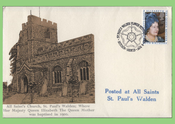 G.B. 1980 Queen Mother issue on St Pauls Walden First Day Cover, Hitchin Herts
