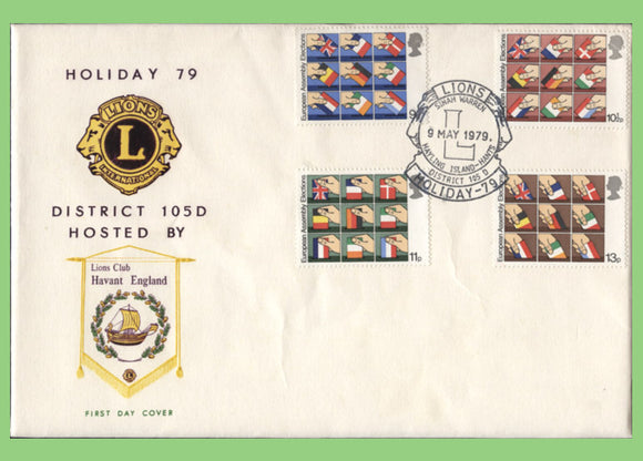 G.B. 1979 European Elections set on 'Lions International' Official First Day Cover, Hayling Island
