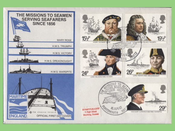 G.B. 1982 Maritime Heritage set on Official S.P. First Day Cover, Portsmouth