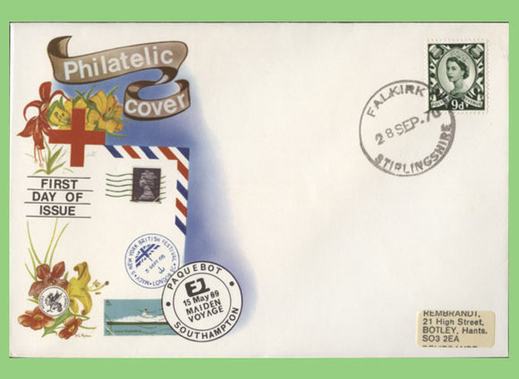 G.B. 1970 9d Scotland un watermarked paper definitive on First Day Cover, Falkirk