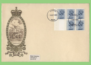 G.B. 1974 45p booklet pane ( 5 x 4½p +L) Philart First Day Cover, Windsor. SCARCE