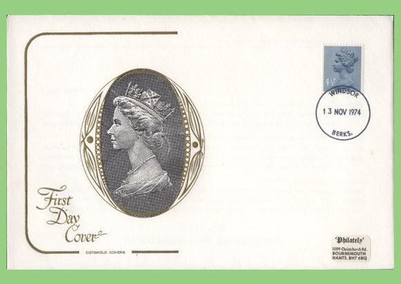 G.B. 1974 4½p Experimental phosphor definitive on Cotswold First Day Cover, Windsor
