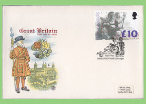 G.B. 1993 £10 Britannia definitive on u/a Stuart First Day Cover, Port Glamorgan