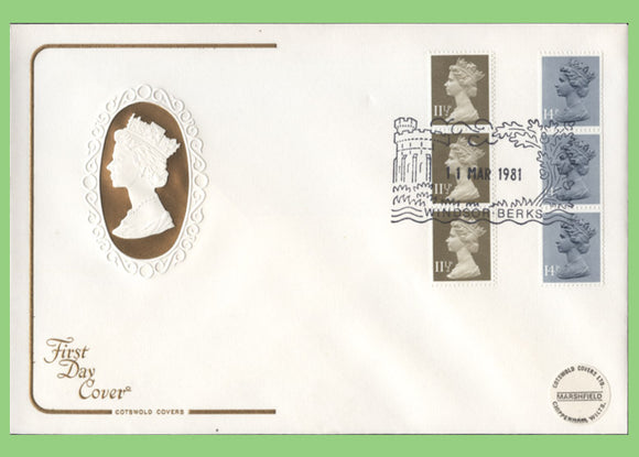 G.B. 1981 11½p & 14p Vertical Coil definitives on Cotswold First Day Cover, Windsor