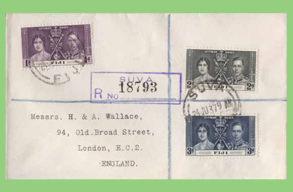 Fiji 1937 Coronation set Registered Cover