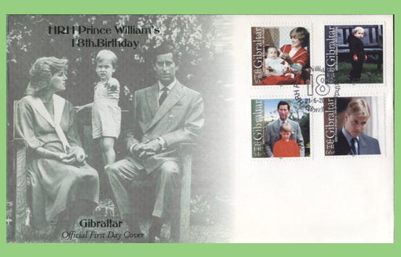 Gibraltar 2000 Prince William 18th Birthday set Official First Day Cover