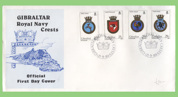 Gibraltar 1984 Naval Crests set Official First Day Cover