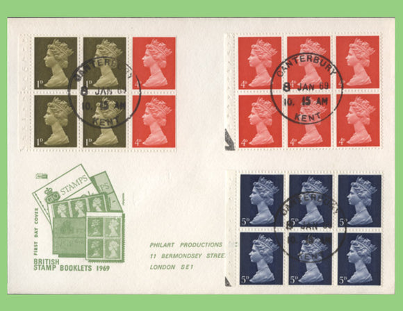 G.B. 1969 10s Mary Kingsley booklet panes on Philart First Day Cover, Canterbury