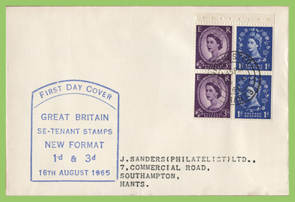 G.B. 1965 Se-Tenant holiday booklet pane on First Day Cover, Winchester