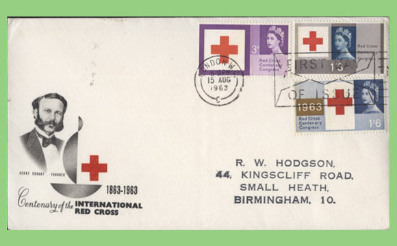 G.B. 1963 Red Cross phosphor set on First Day Cover, London FDI