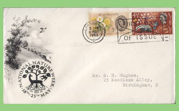 G.B. 1963 Nature Week phosphor set on First Day Cover, London FDI